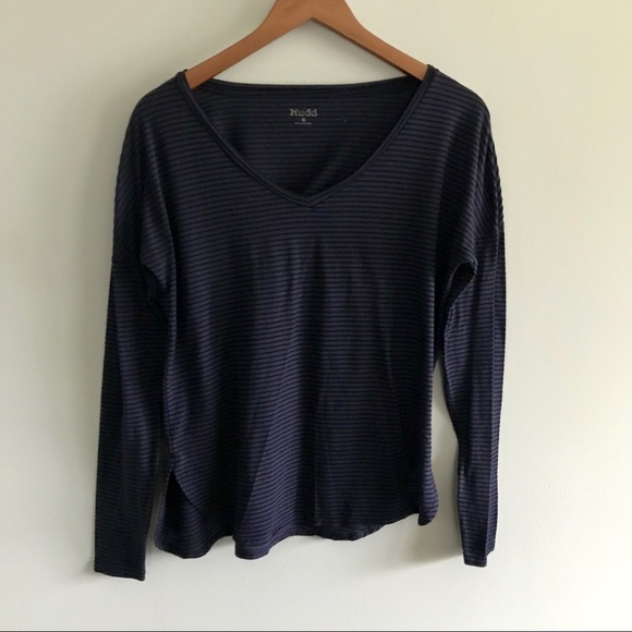 Mudd Long Sleeve Navy Striped Top - Picture 5 of 7